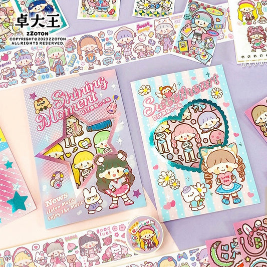 Molinta「Shining Girl」rainbow girl washitape and change clothes sticker set