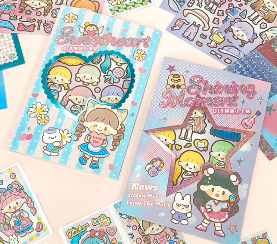 Molinta「Shining Girl」rainbow girl washitape and change clothes sticker set