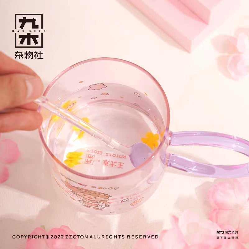 Molinta × M&G shop flower party series 450ml glass cup with cup mat and scoop