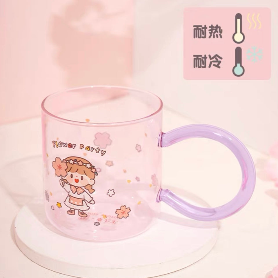 Molinta × M&G shop flower party series 450ml glass cup with cup mat and scoop