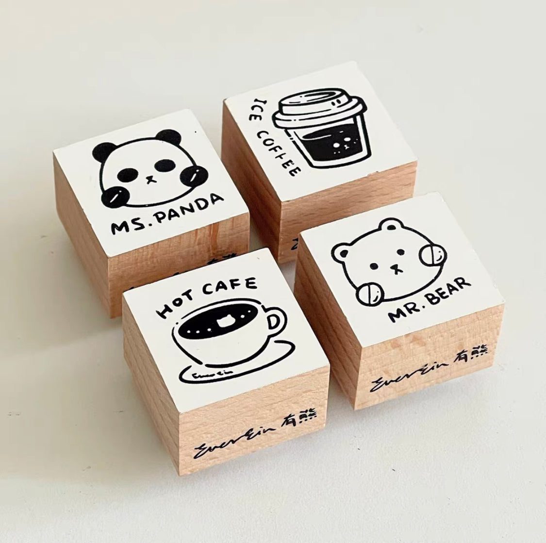 Ever&Ein bear cafe rubber stamp series