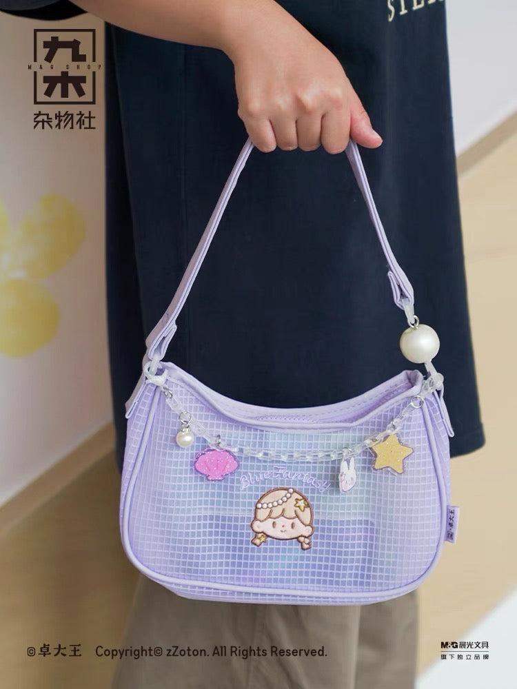 Molinta × M&G shop summer limited blue fantasy series purple shoulder bag