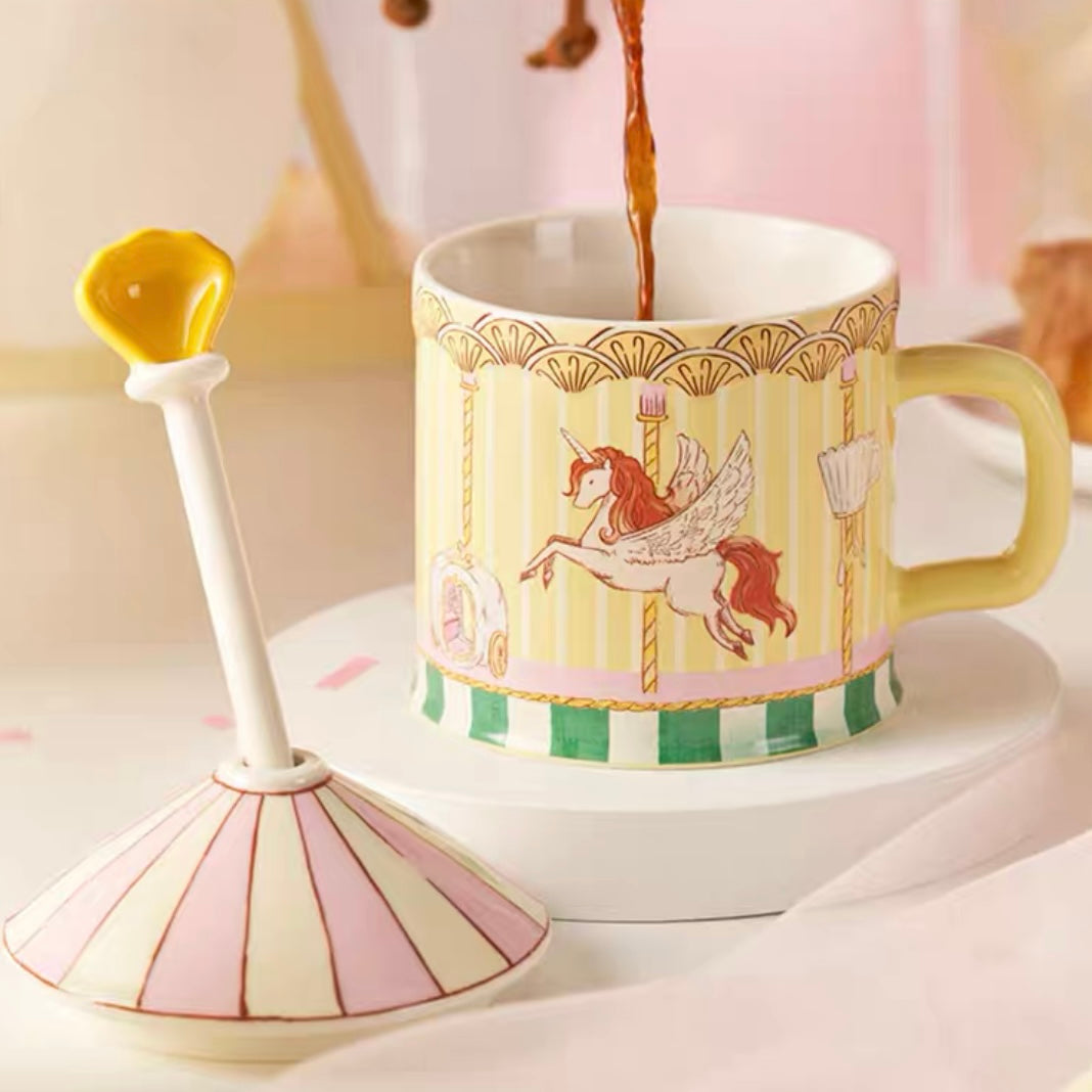 Starbucks China 2022 Summer dreamy garden Season 355ml carousel mug with ceramics cover and stir bar