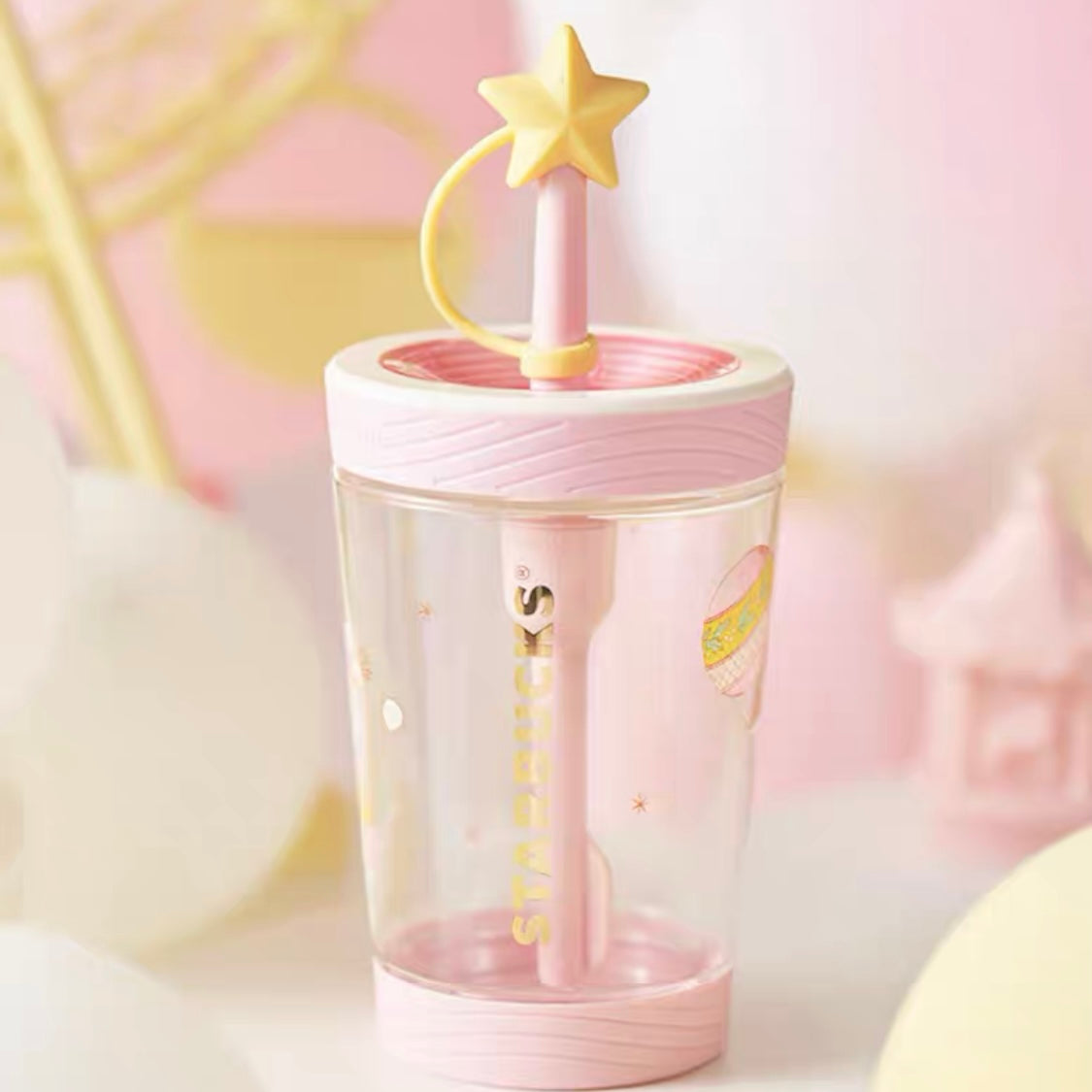 Starbucks China 2022 Summer dreamy garden Season 520ml pink balloon cup with straw