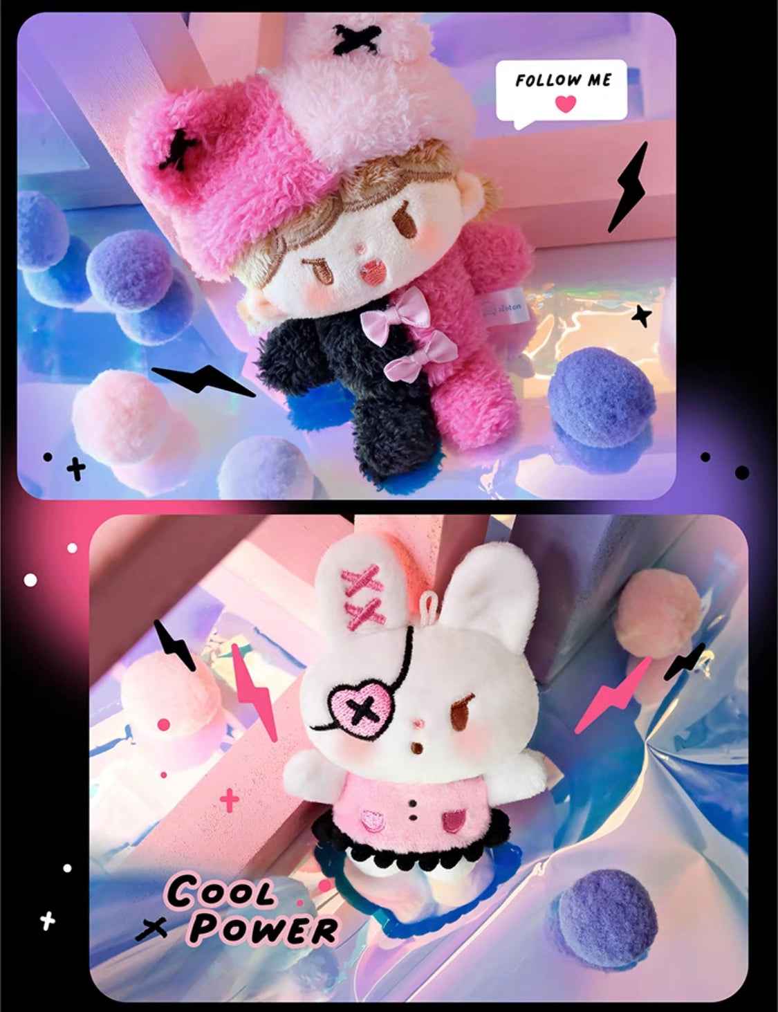 Molinta cool and bad girl series plush toys（with chain）