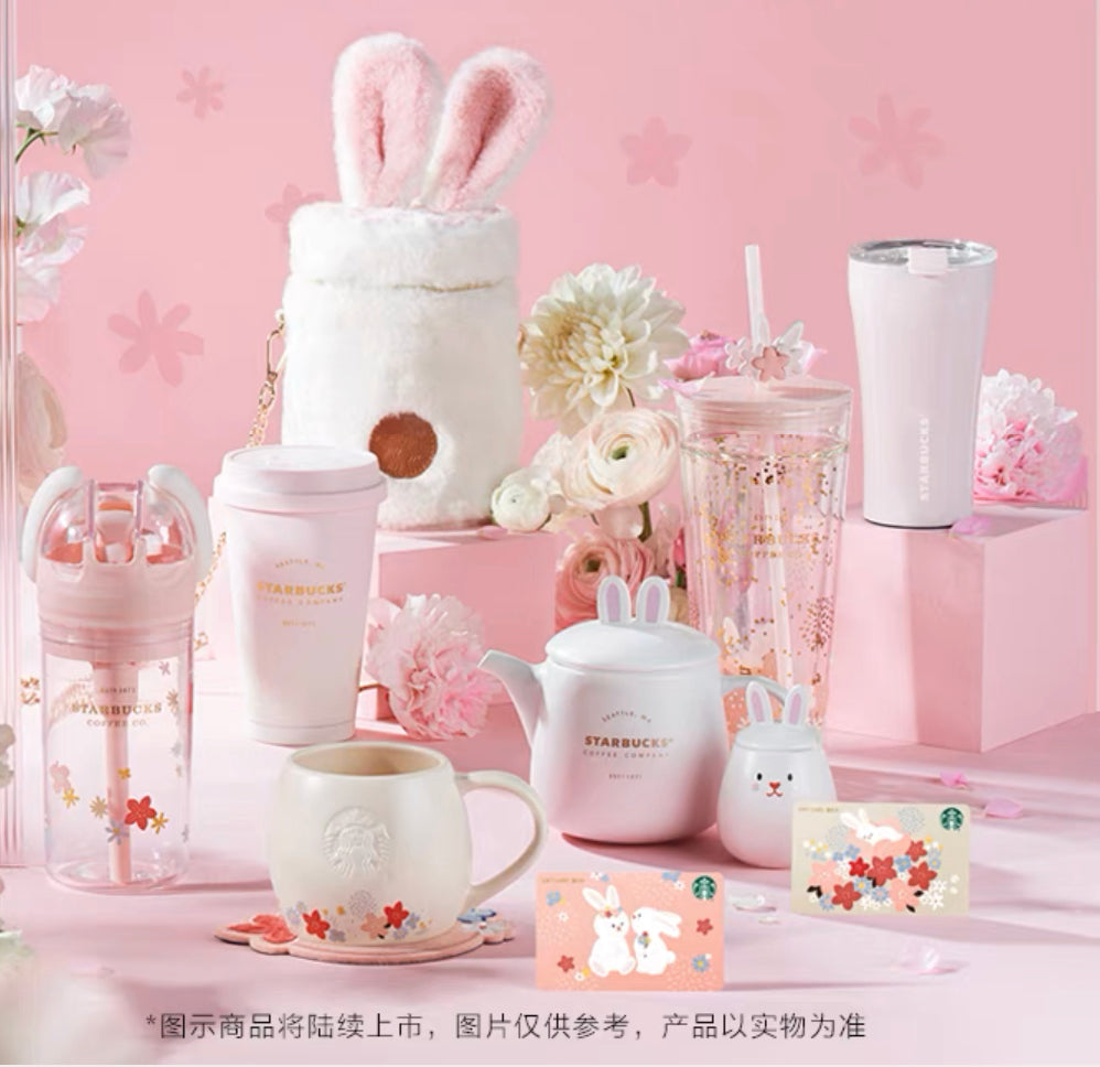 Starbucks China 2023 Sakura Rabbit Season Theme 415ml cup with straw