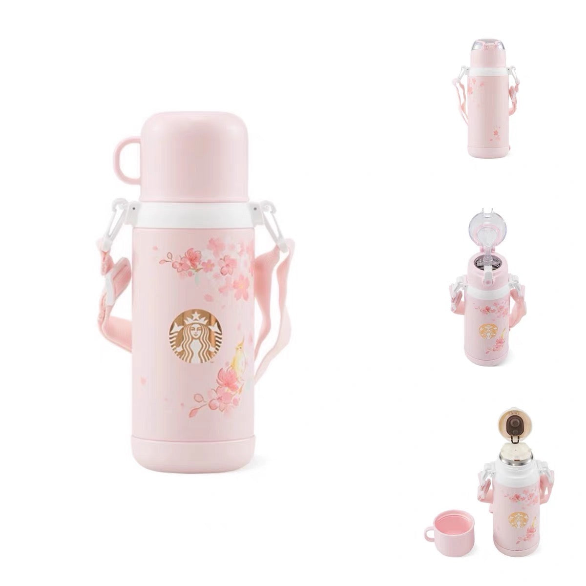 Starbucks × Thermos China 2022 Sakura Season 550ml pink sakura with bird vacuum cup（2 ways to use）
