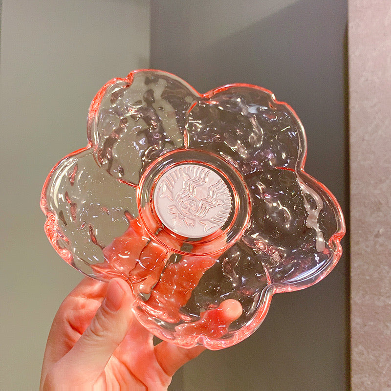 Starbucks China 2022 Sakura Season 325ml pink sakura glass bowl plate and cover