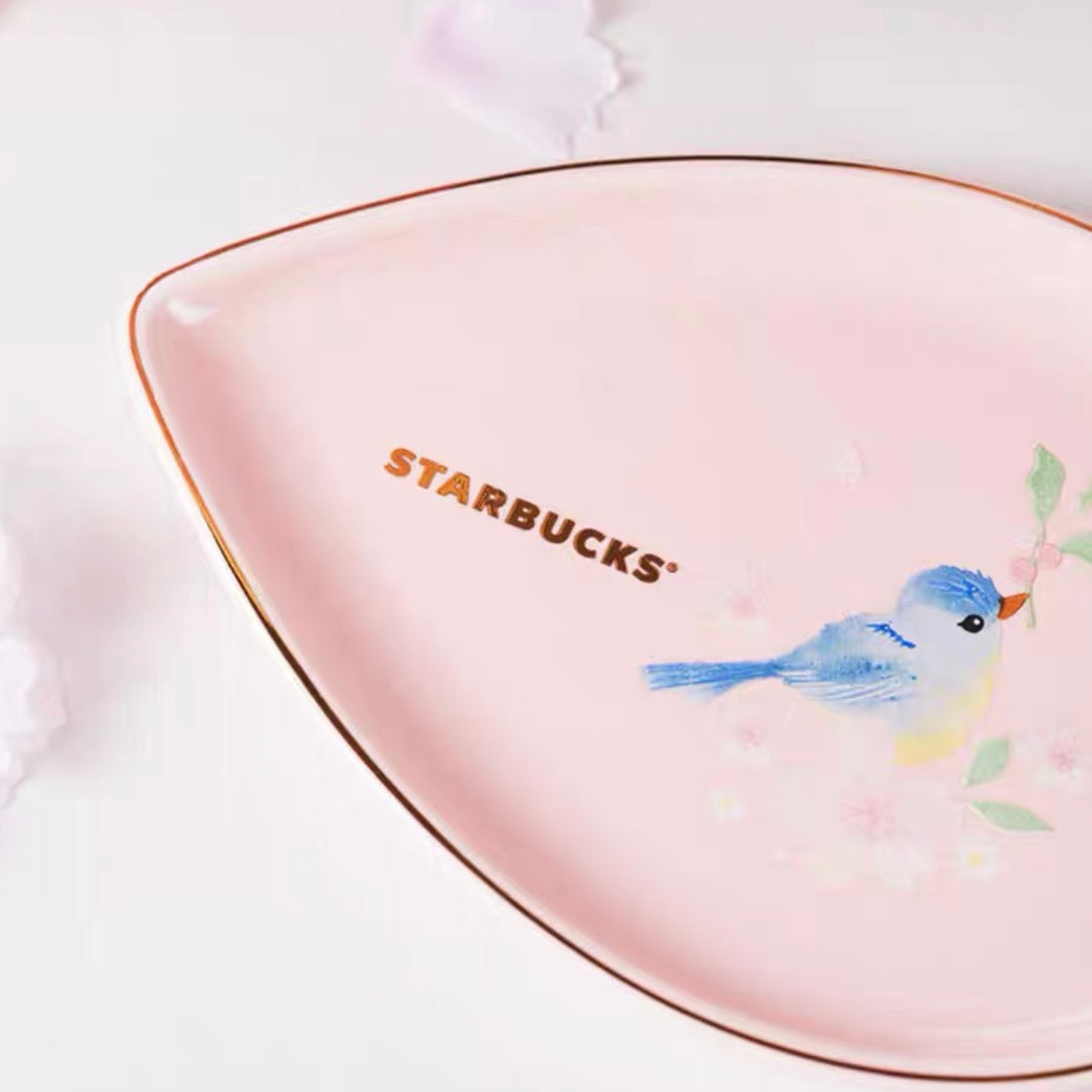 Starbucks China 2022 Sakura Season 280ml pink sakura ceramics mug with petal ceramics plate