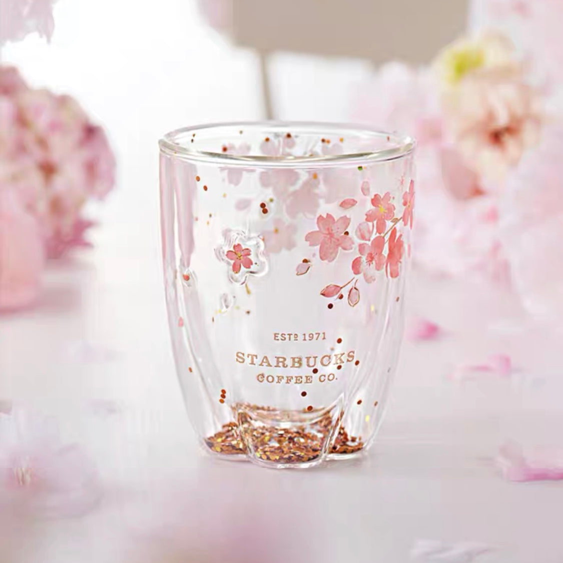 Starbucks China 2022 Sakura Season 355ml pink sakura double glass