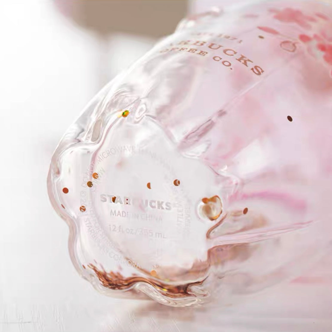 Starbucks China 2022 Sakura Season 355ml pink sakura double glass cup