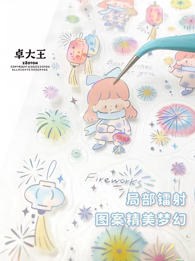 Molinta「2023 Chinese New Year」series gold fish and fireworks pvc sticker set