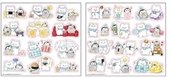 Molinta white bear & penguin sticker pack