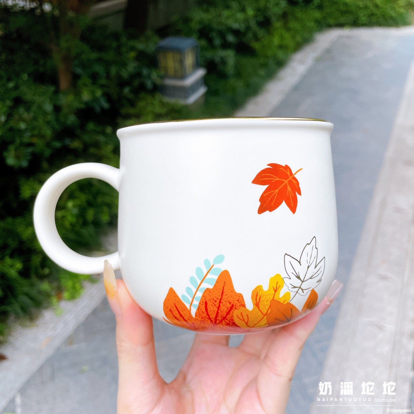 Starbucks China 355ml 2021 autumn forest maple leaves with rabbit ceramics mug