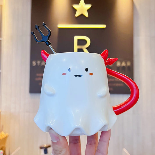 Starbucks China 473ml 2021 Halloween devil ceramics mug with stir bar