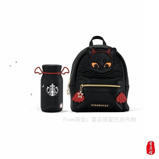 Starbucks China 350ml 2021 Halloween black vacuum cup with black cat backpack