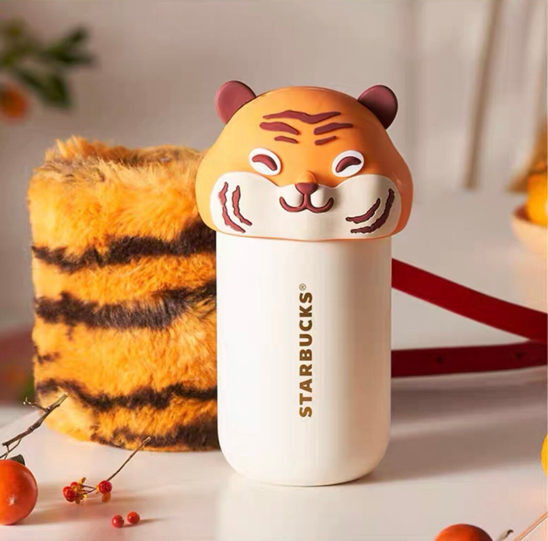 Starbucks China 220ml 2022 new year cute tiger series tiger cover capsule cup with tiger stripes cup holder