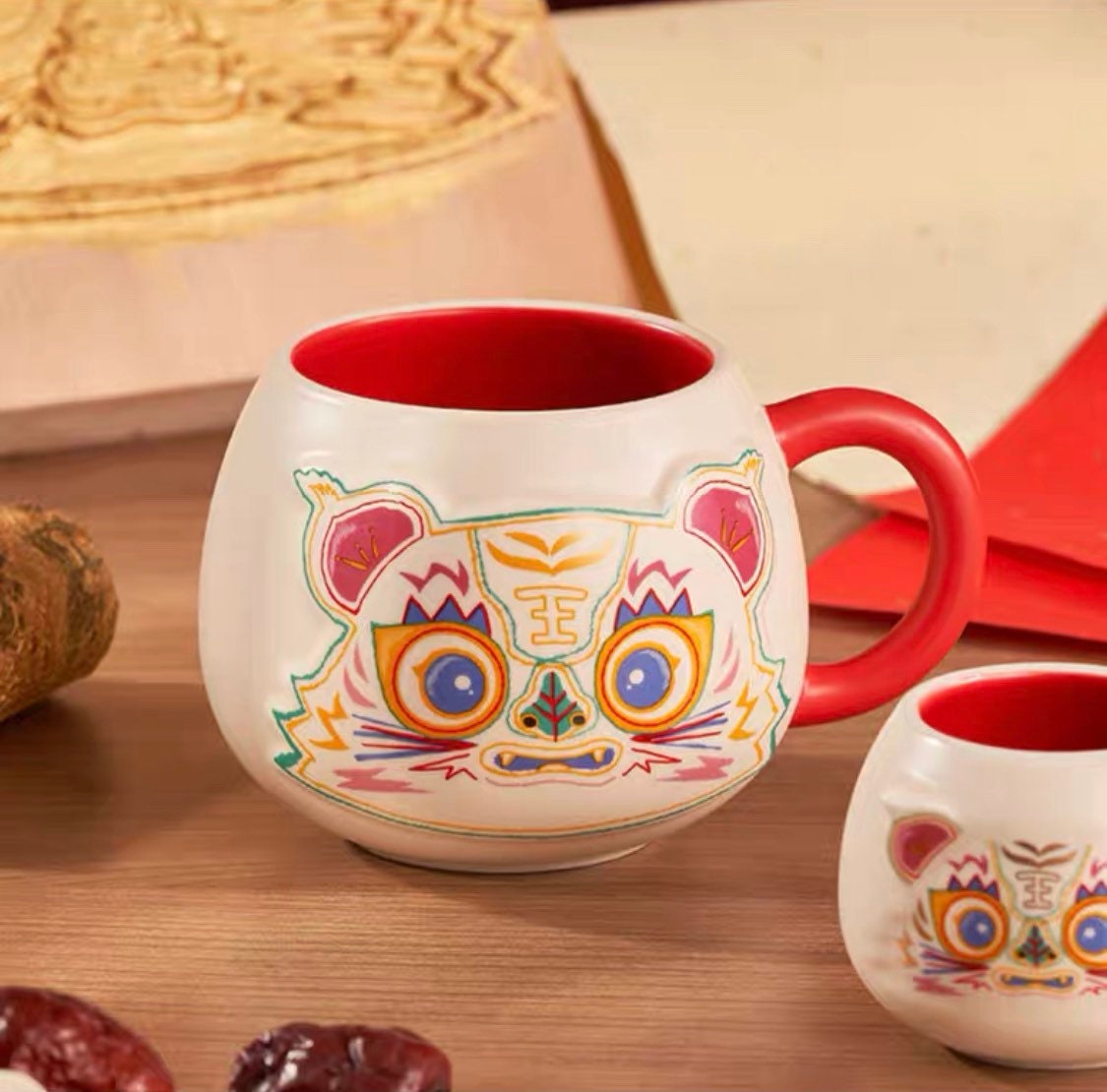 Starbucks China 100ml/415ml 2022 new year tiger series Chinese traditional white & red tiger ceramics mug