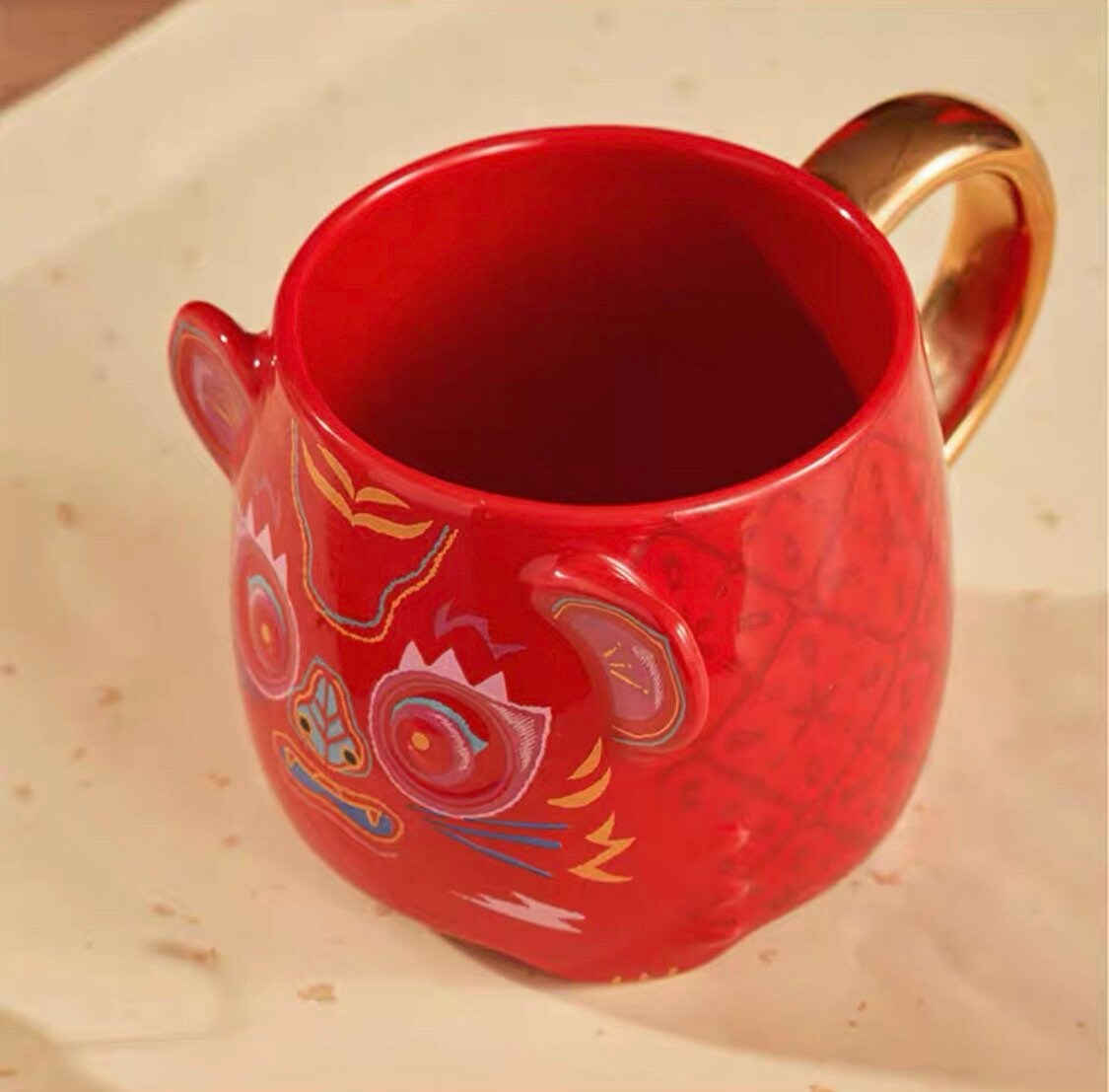 Starbucks China 355ml 2022 new year tiger series Chinese traditional red tiger ceramics mug