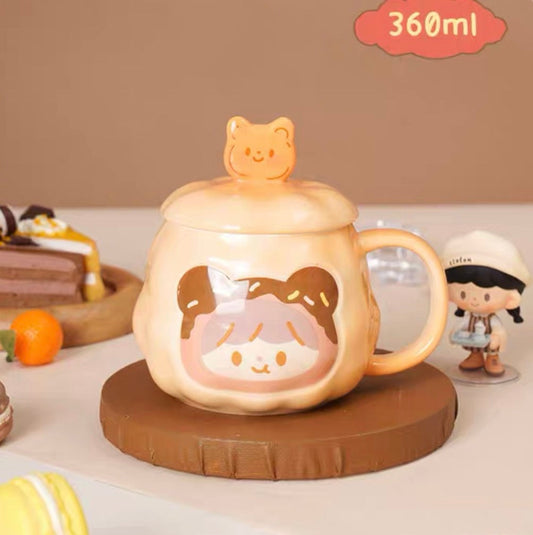 Molinta 360ml 「Baking Park」series stationery ceramics mug with cup cover