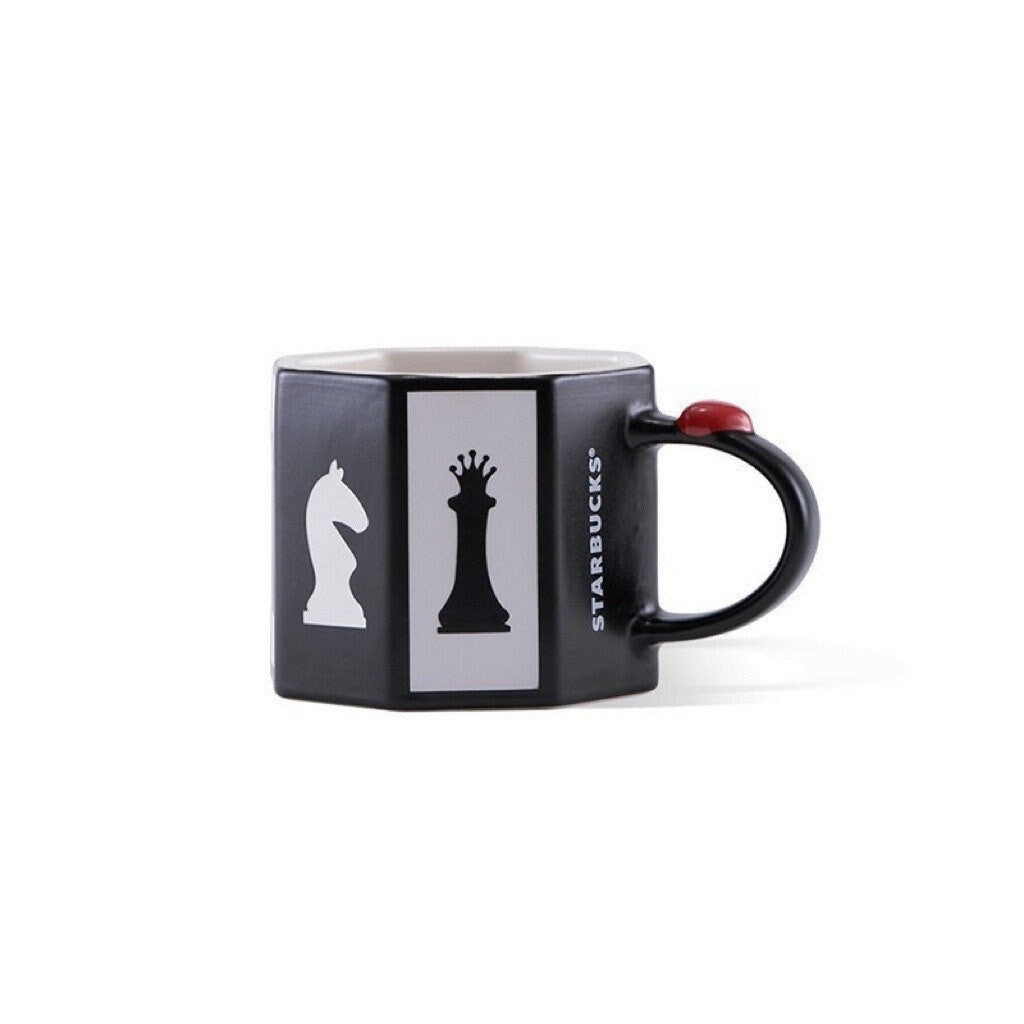 Starbucks China 414ml Valentine‘s Day chess series white&black chess piece pattern ceramic mug