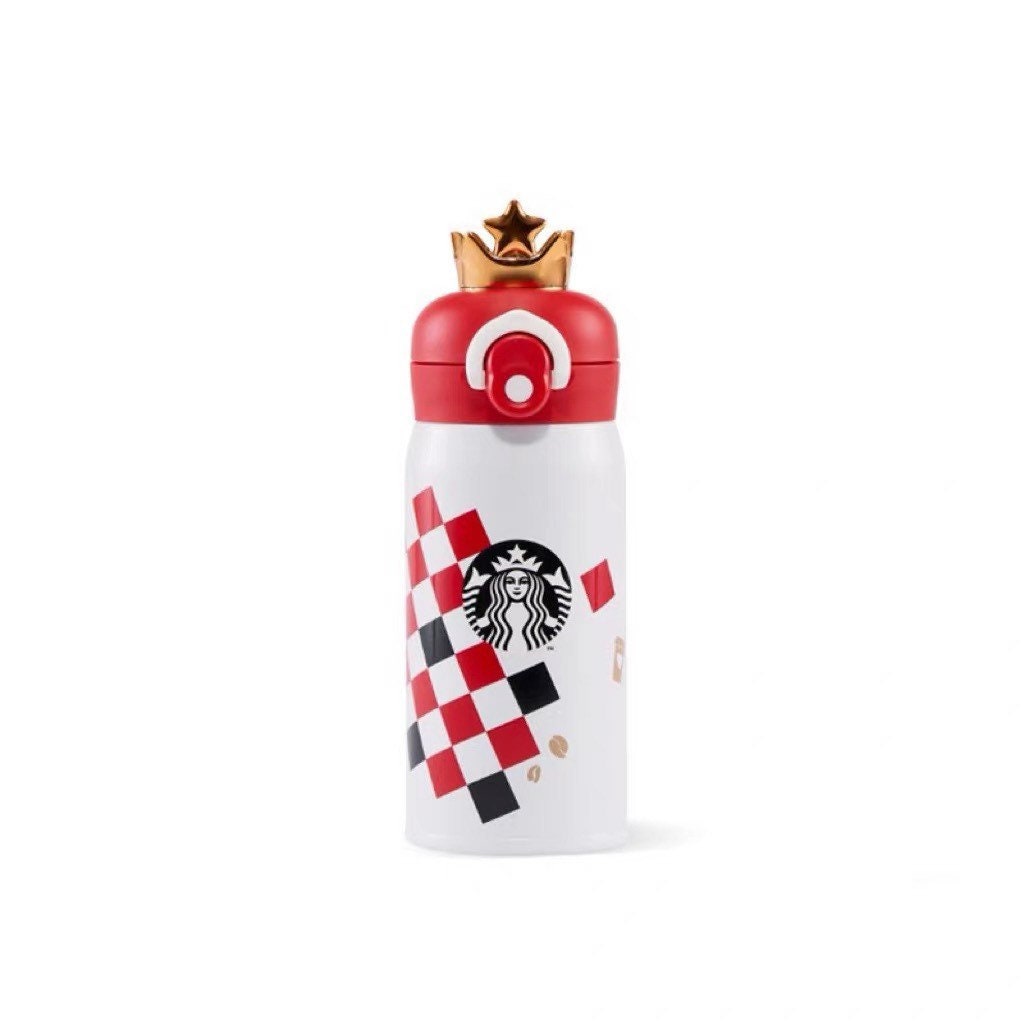 Starbucks × Thermos China 350ml Valentine‘s Day chess series white&red chess board golden crown vacuum cup